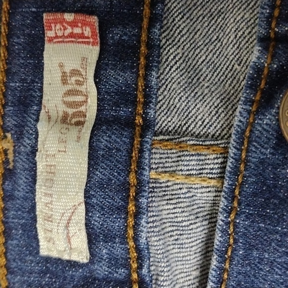 505 Levi's Blue Dark Wash High Rise Five Pocket Zip Up Straight Leg Denim Jean - Picture 8 of 15